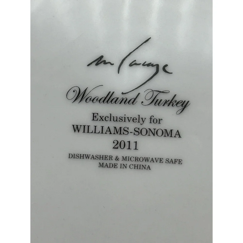 2 RARE Williams Sonoma Woodland Turkey Rimmed Dinner Plates 11